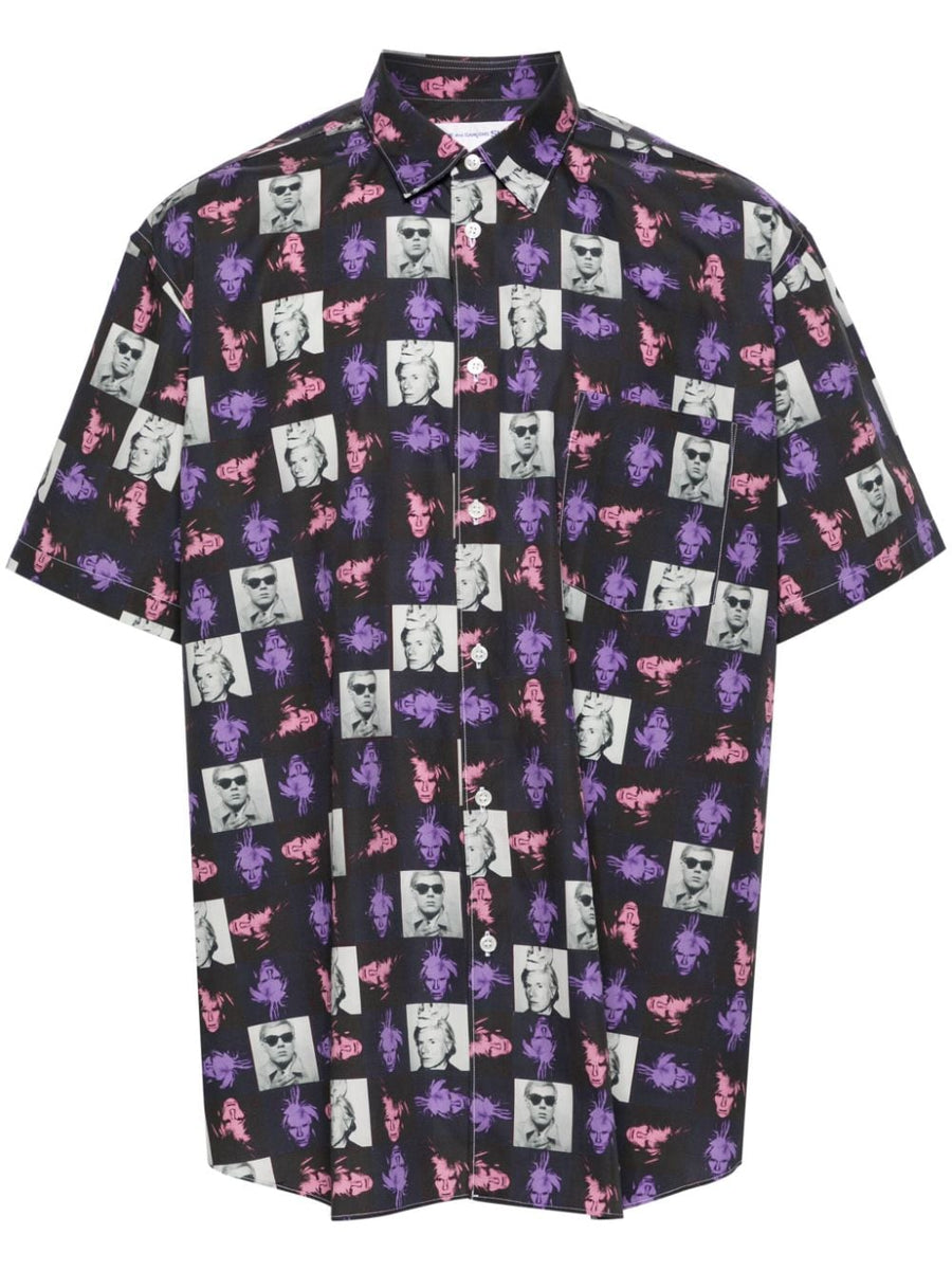 Comme Des Garcons Andy Warhol Print Shirt For Men Multicolor Cotton Poplin Tailored Art Collab