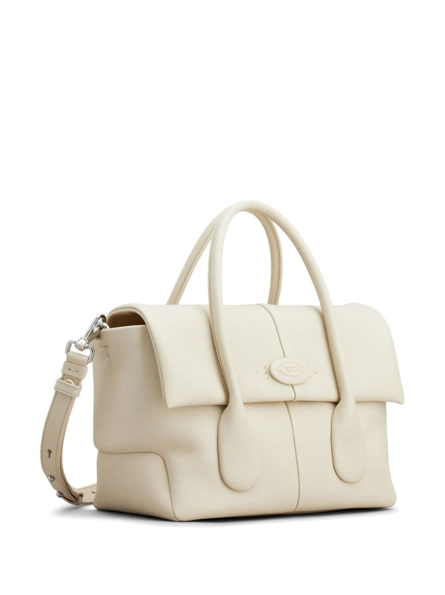 Tod's Di Leather Tote Bag For Women Timeless White Calf Leather Shopper With Detachable Strap