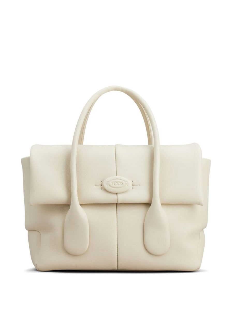 Tod's Di Leather Tote Bag For Women Timeless White Calf Leather Shopper With Detachable Strap