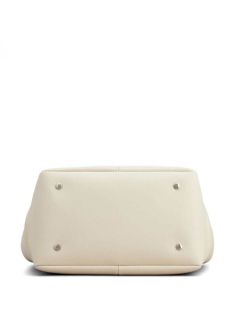 Tod's Di Leather Tote Bag For Women Timeless White Calf Leather Shopper With Detachable Strap
