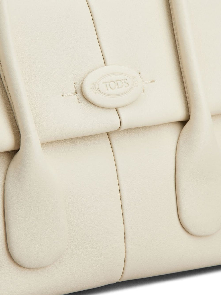 Tod's Di Leather Tote Bag For Women Timeless White Calf Leather Shopper With Detachable Strap