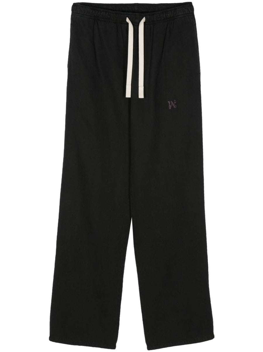 Palm Angels Monogram Lyocell Cotton Blend Trousers For Men With Twill Weave And Premium Comfort