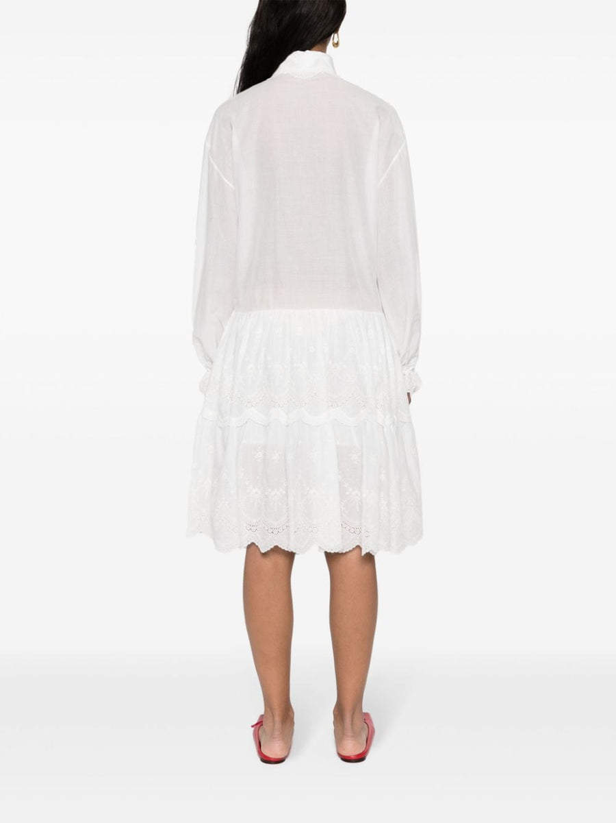 Ermanno Scervino Embroidered Shirt Dress For Modern Women With Delicate Floral Embroidery White Cotton