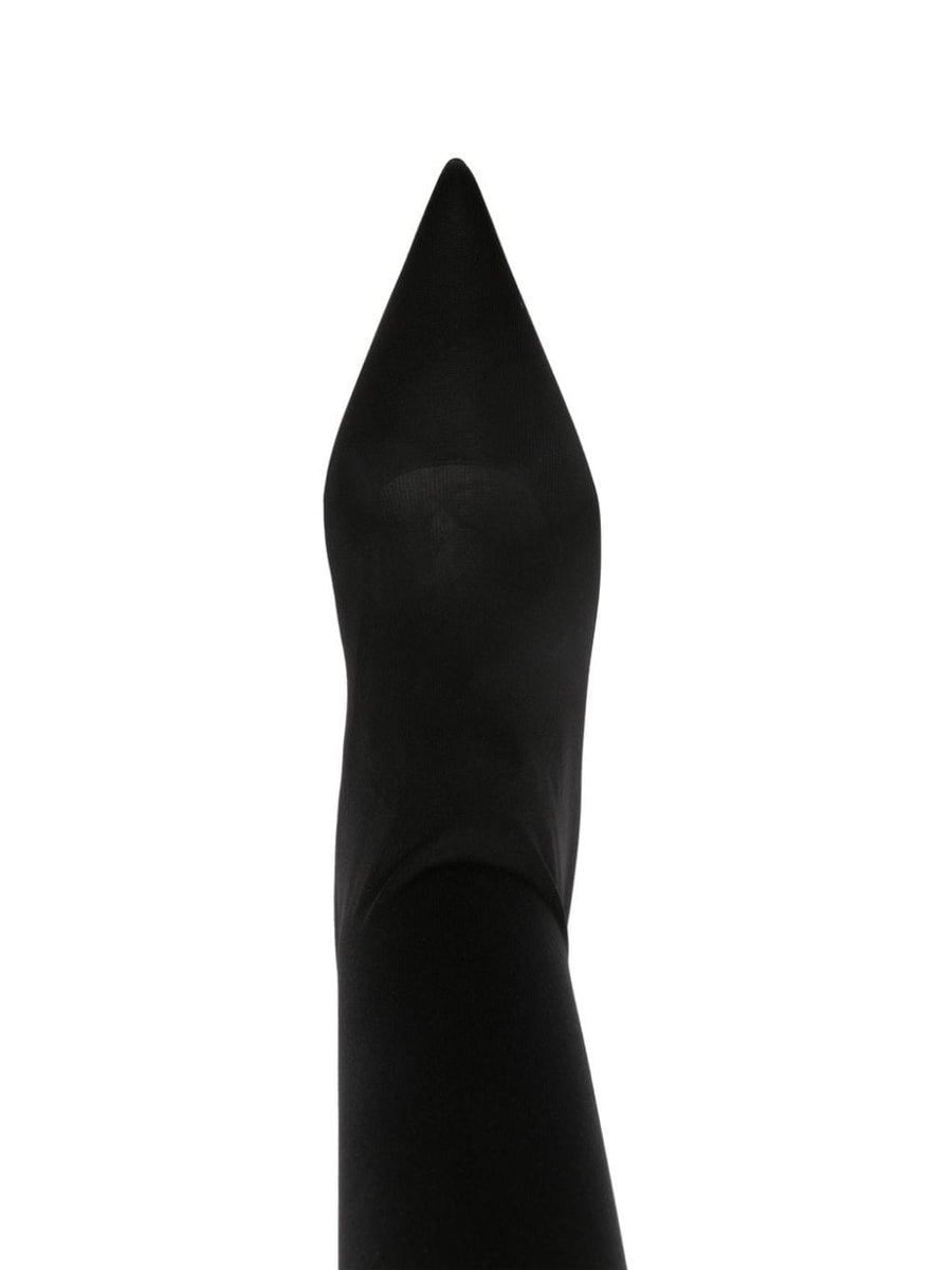 Dolce And Gabbana Thigh High Boots Luxurious Black Stretch Jersey Pull On Over The Knee For Women