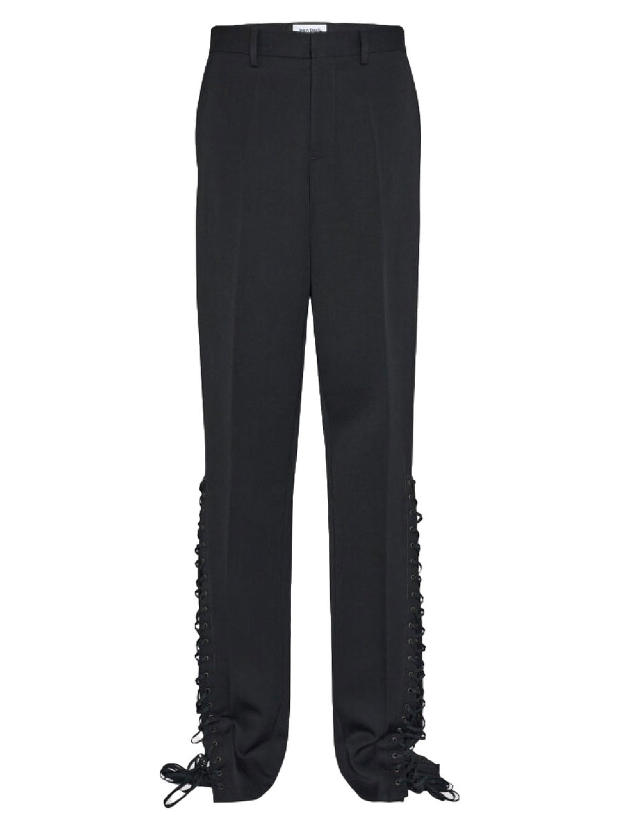 Jean Paul Gaultier Wool Tailored Trousers Black For Men Sharp Silhouette Smart Workwear Evening