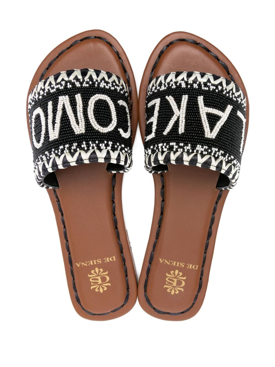 Bead Sandals De Siena Lake Como Flat Black For Women Day To Night Elegantly Versatile