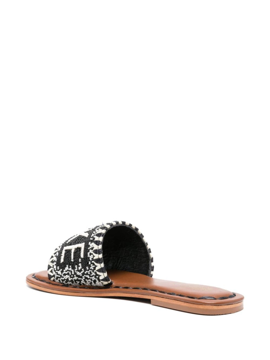 Bead Sandals De Siena Lake Como Flat Black For Women Day To Night Elegantly Versatile