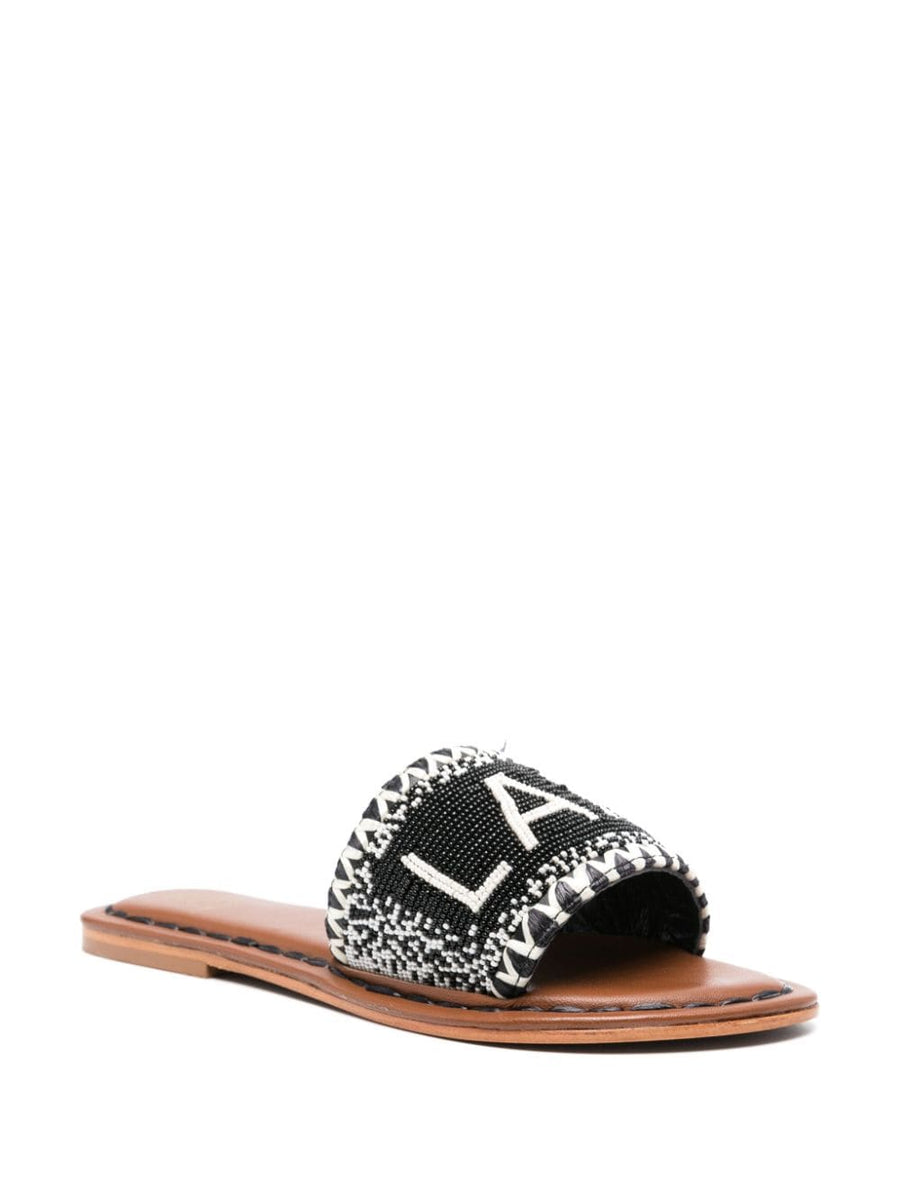 Bead Sandals De Siena Lake Como Flat Black For Women Day To Night Elegantly Versatile