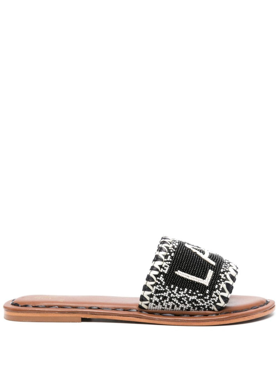 Bead Sandals De Siena Lake Como Flat Black For Women Day To Night Elegantly Versatile
