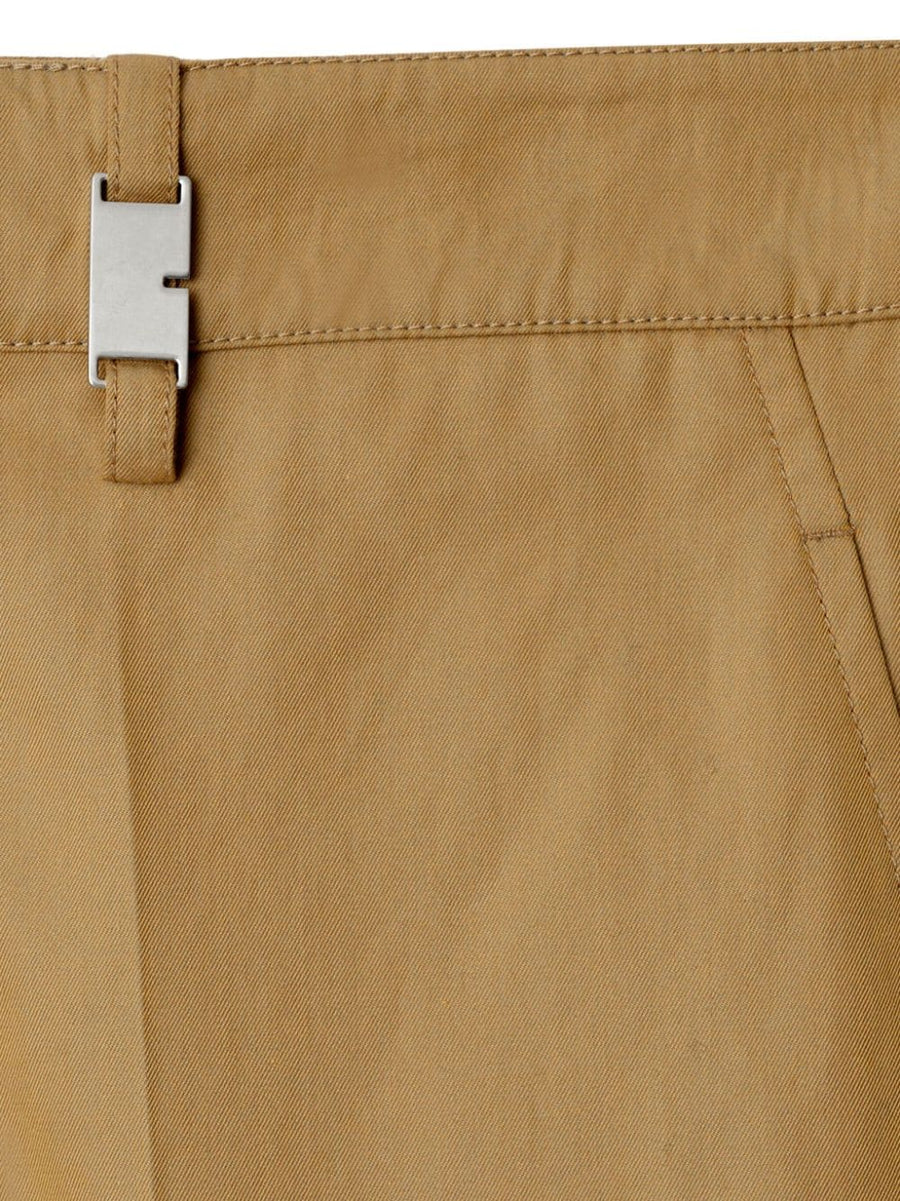 Burberry Straight Leg Cotton Trousers For Men Beige With Concealed Front Fastening And Pressed Crease