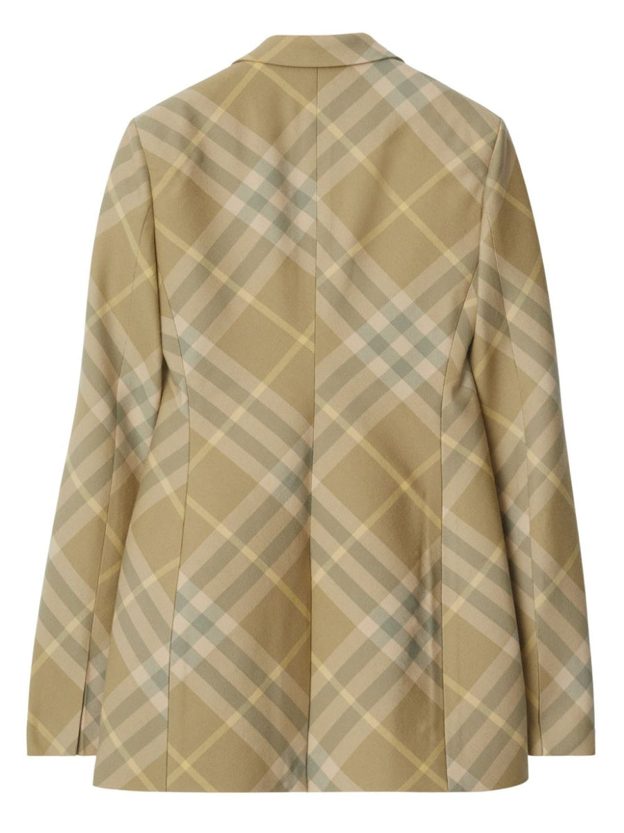 Burberry Plaid Wool Blazer Single Breasted For Women Tailored Fit With Peak Lapel Heritage Luxury