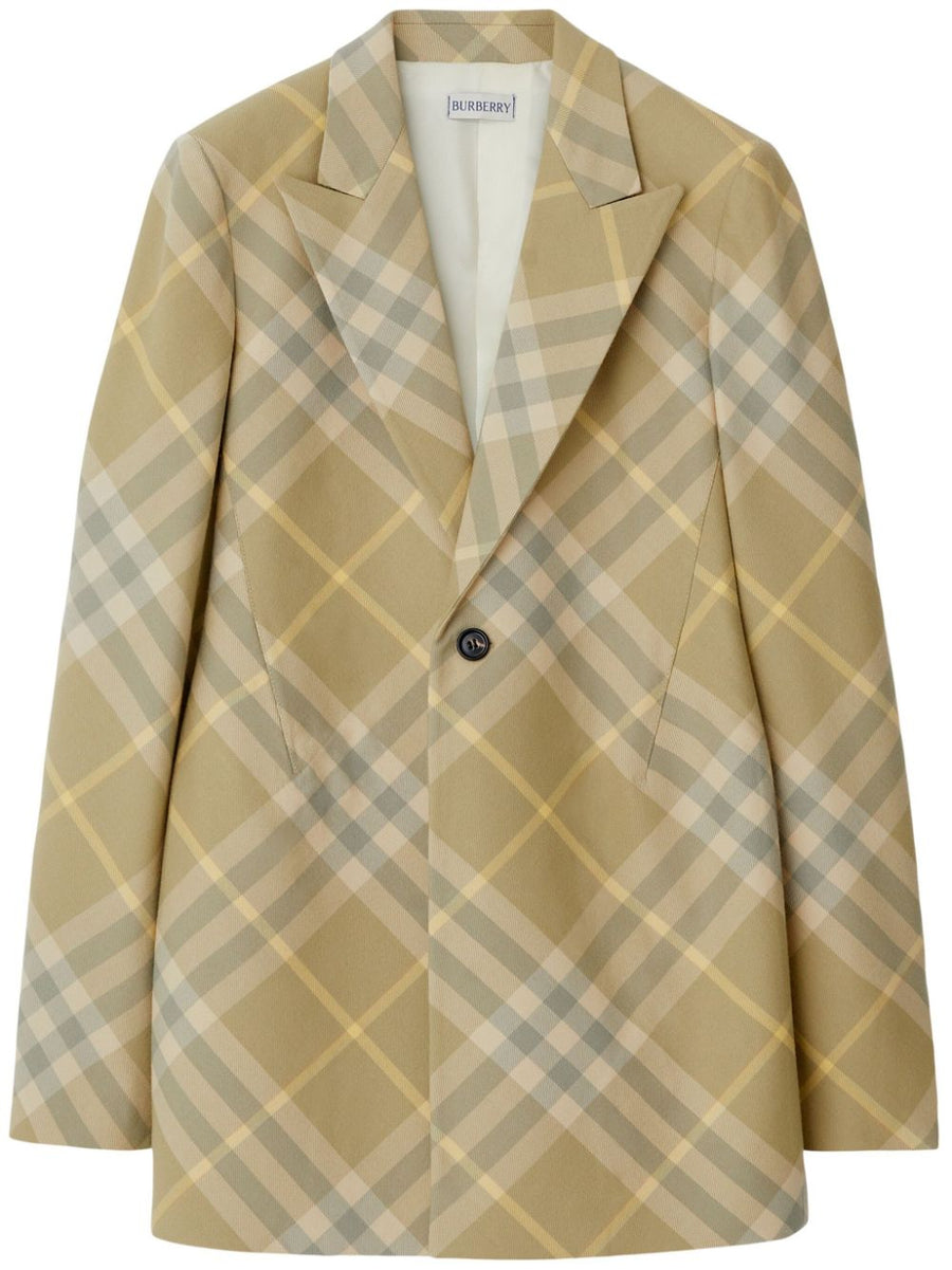 Burberry Plaid Wool Blazer Single Breasted For Women Tailored Fit With Peak Lapel Heritage Luxury