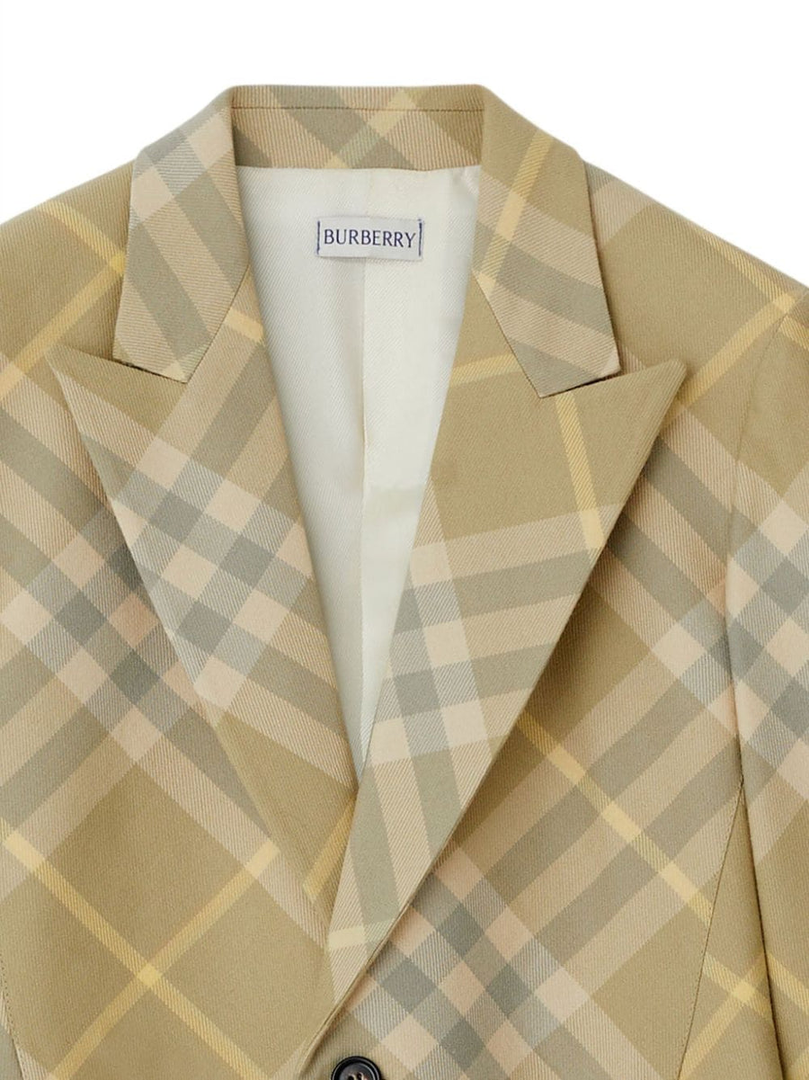 Burberry Plaid Wool Blazer Single Breasted For Women Tailored Fit With Peak Lapel Heritage Luxury