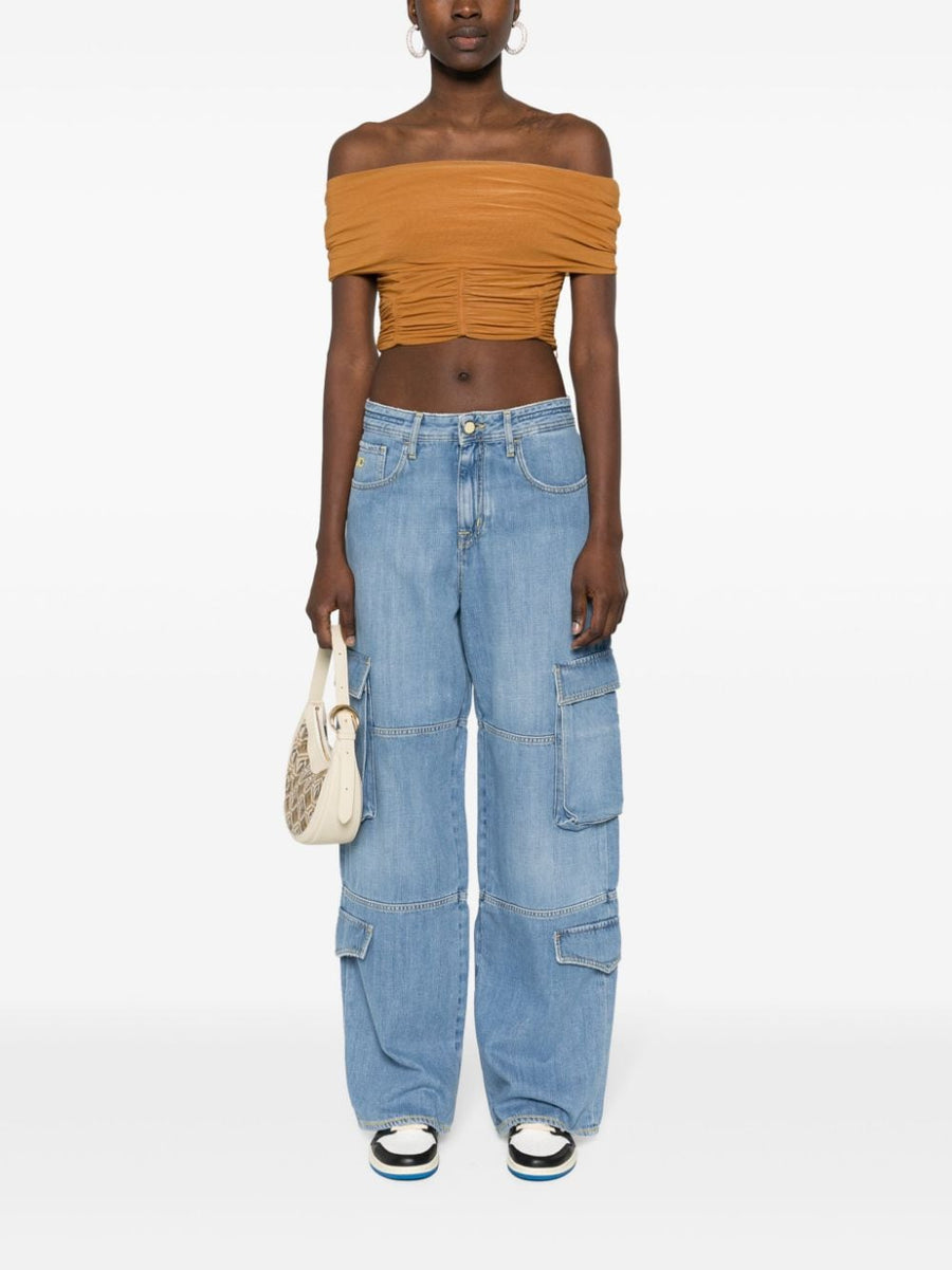 Jacob Cohen Riri Relaxed Cargo Jeans For Women Navy Cotton Lyocell Blend Premium Comfort