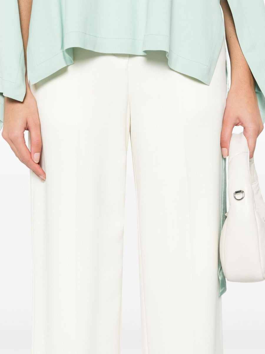Erika Cavallini Semi Couture Wide Leg Trousers For Women Ivory White Textured Tailored Versatile Chic