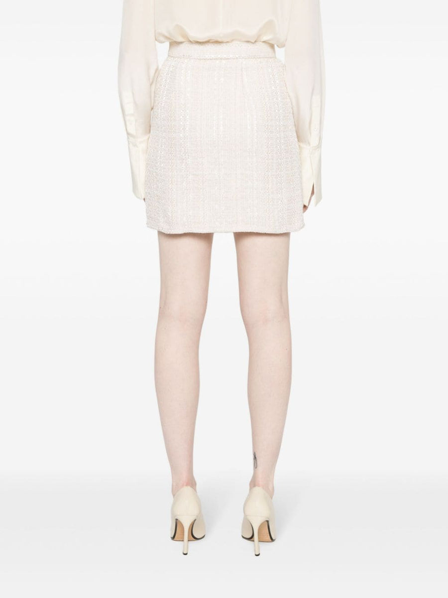 Iro Cotton Blend Wrapped Skirt with Boucle Texture for Modern Women Versatile Sand Beige Multicolour Weave