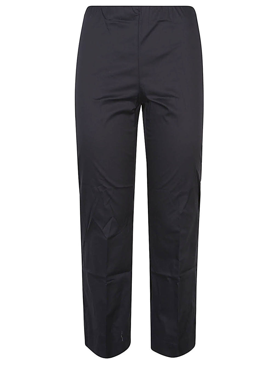 Liviana Conti Cropped Flared Trousers For Women Premium Cotton Blend With Elastic Waist And Side Pockets