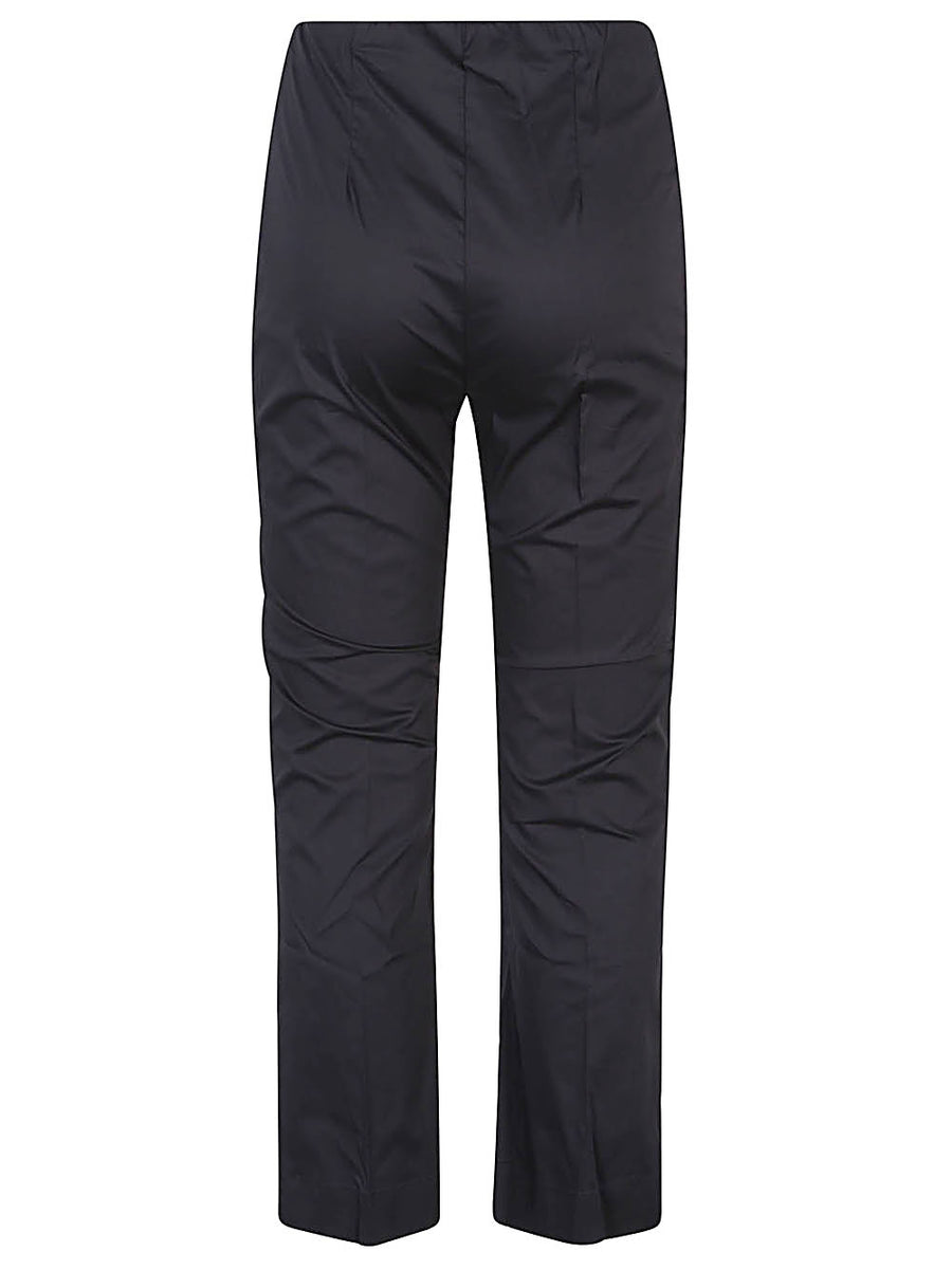 Liviana Conti Cropped Flared Trousers For Women Premium Cotton Blend With Elastic Waist And Side Pockets