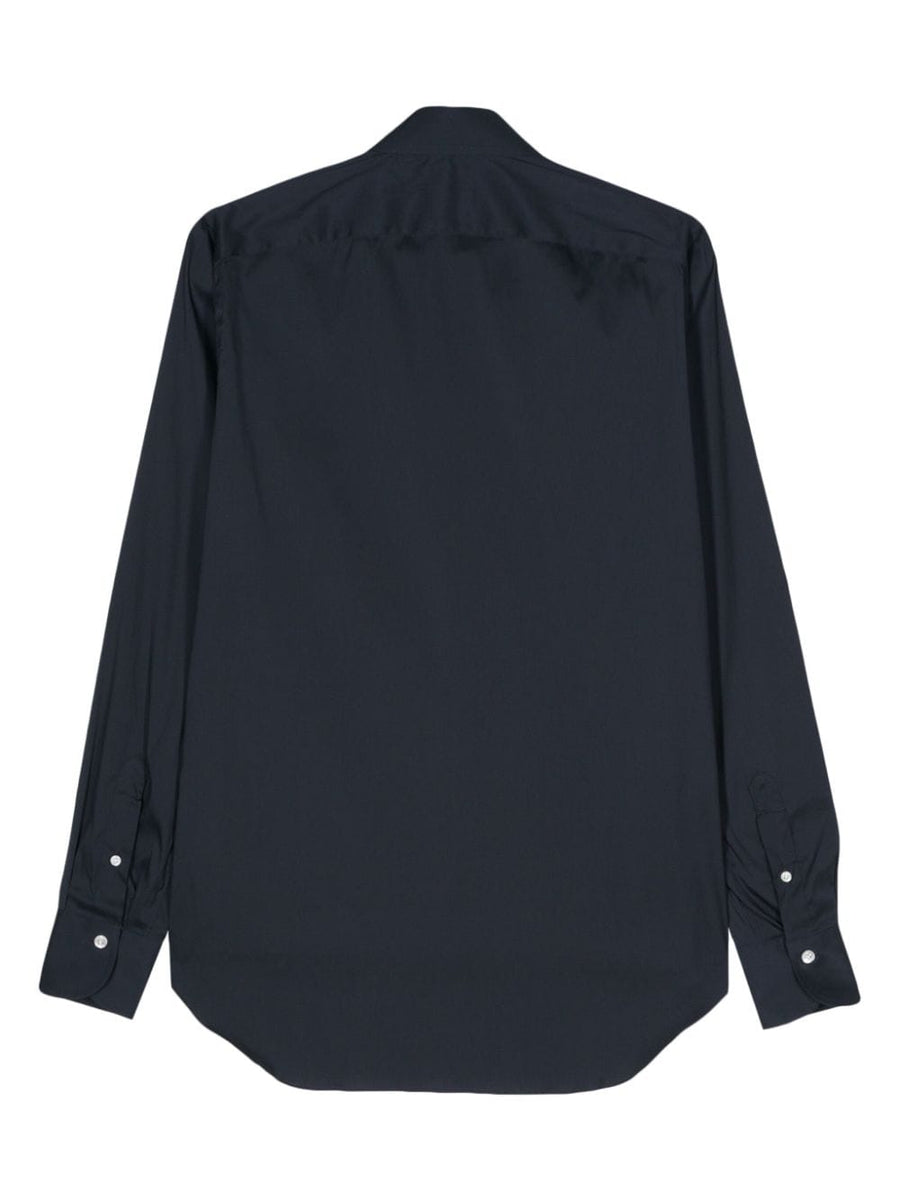 Finamore 1925 Napoli Navy Cotton Shirt For Men, Versatile Regular Fit With Stretch Comfort, Luxurious Quality