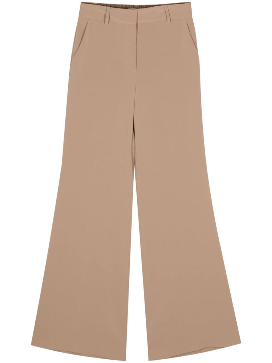 Alberto Biani Cady Flared Trousers Powder Crepe Triacetate Wide Leg for Women Elegant Workweek Wear