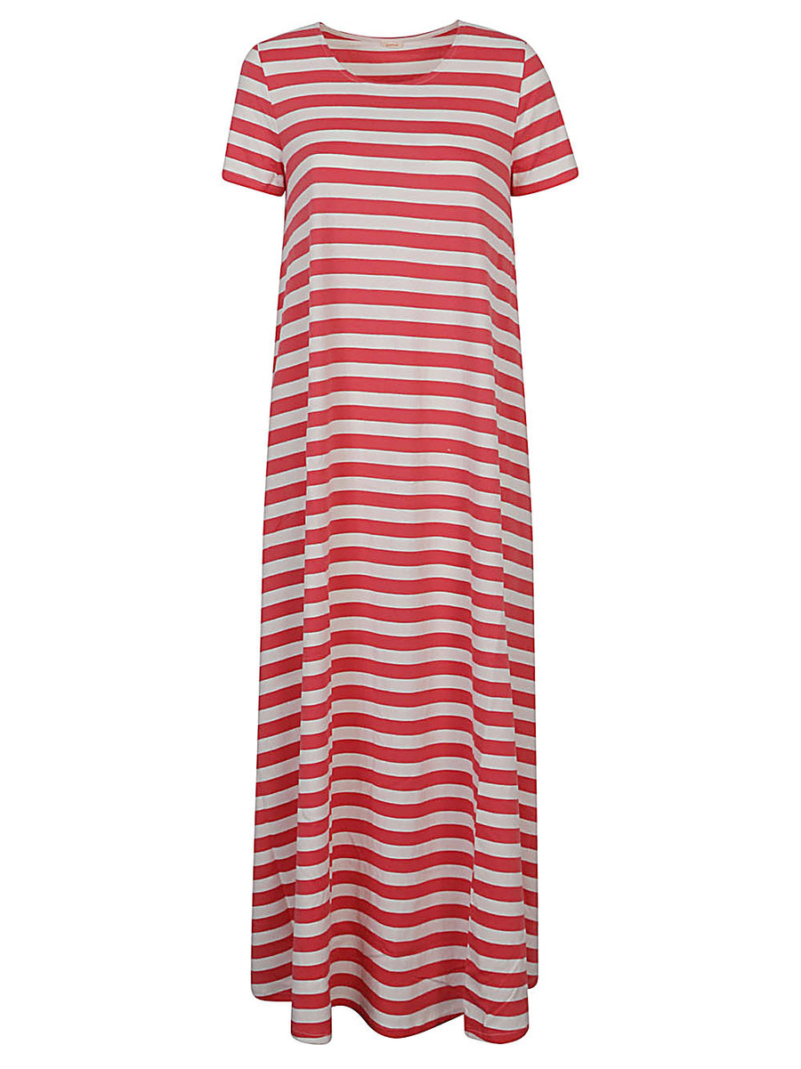 Apuntob Pink Striped Cotton Long Dress For Women Lightweight Breathable Summer Essential