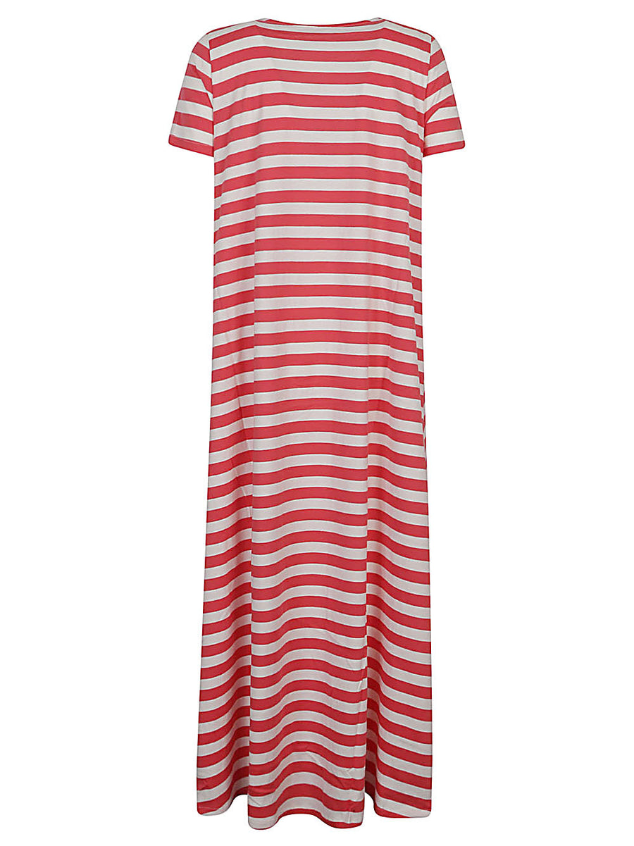 Apuntob Pink Striped Cotton Long Dress For Women Lightweight Breathable Summer Essential
