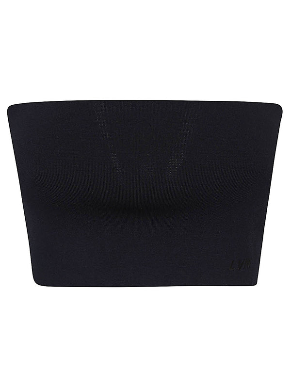 Liviana Conti Blue bandeau top with tone-on-tone logo Bandeau top
