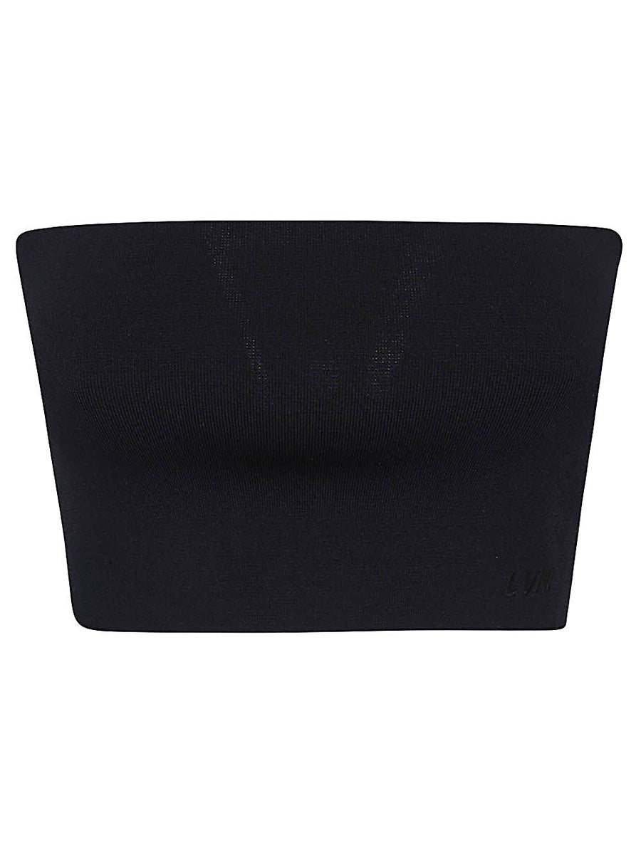 Liviana Conti Navy Bandeau Top With Tone On Tone Logo For Women Resort Wear Spring Summer 2024