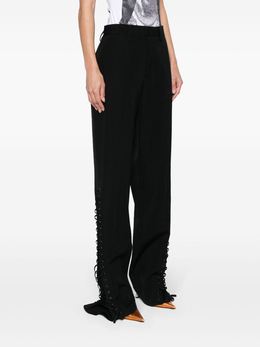 Jean Paul Gaultier Wool Tailored Trousers Black For Men Sharp Silhouette Smart Workwear Evening