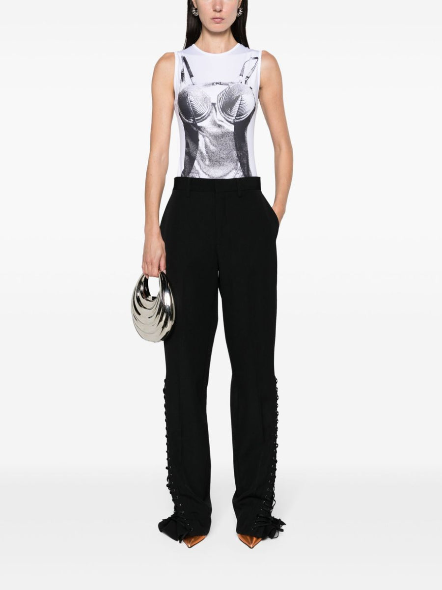 Jean Paul Gaultier Wool Tailored Trousers Black For Men Sharp Silhouette Smart Workwear Evening