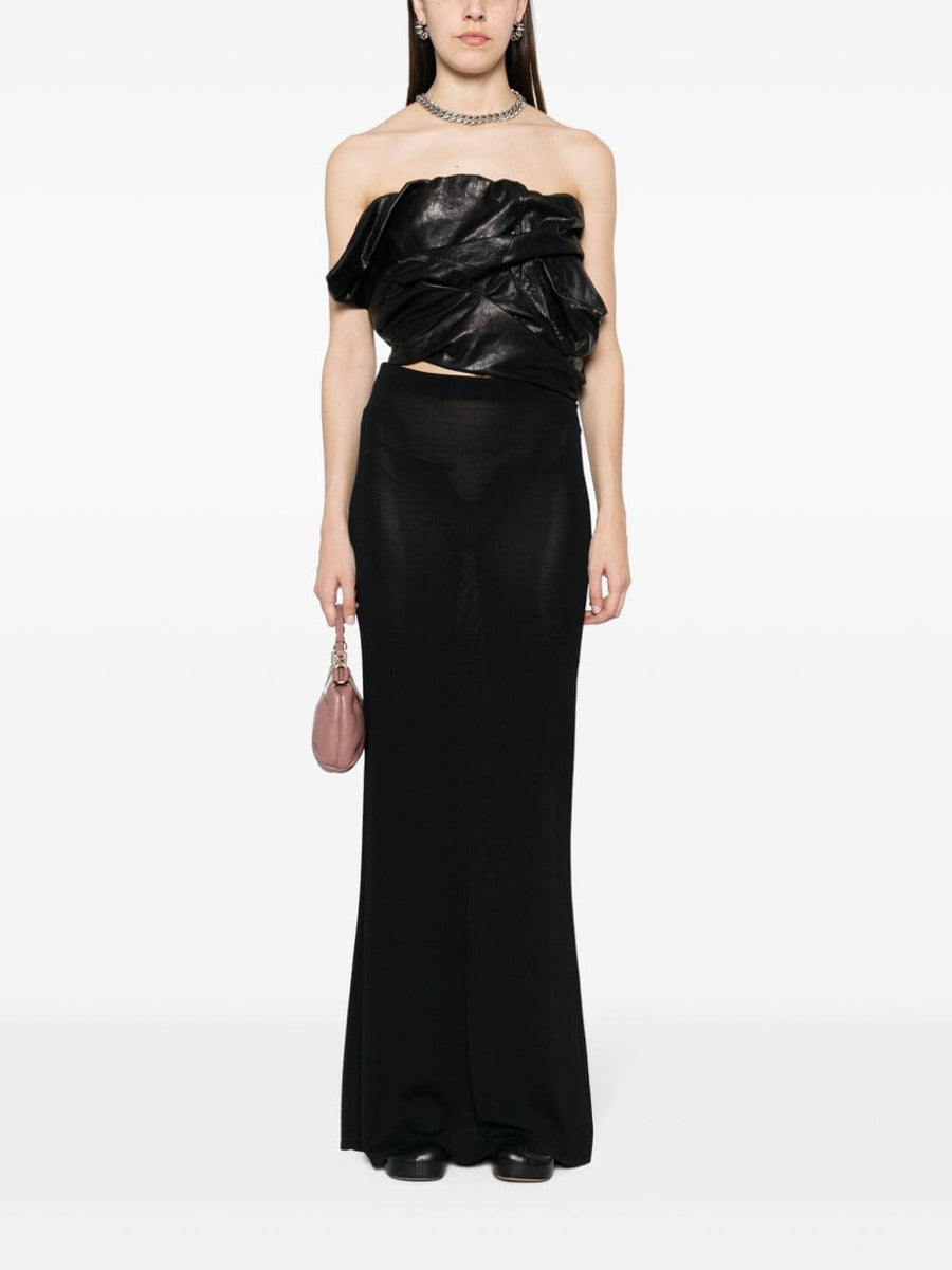 Rick Owens Draped Leather Bustier Strapless For Women Bold