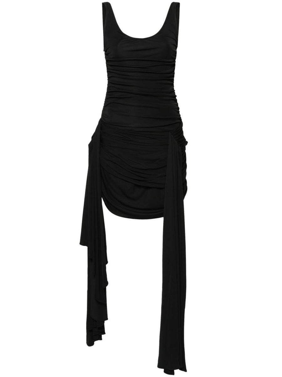 Mugler Draped Mini Dress Black Sculpted Silhouette With Modern Draping For Women Eveningwear