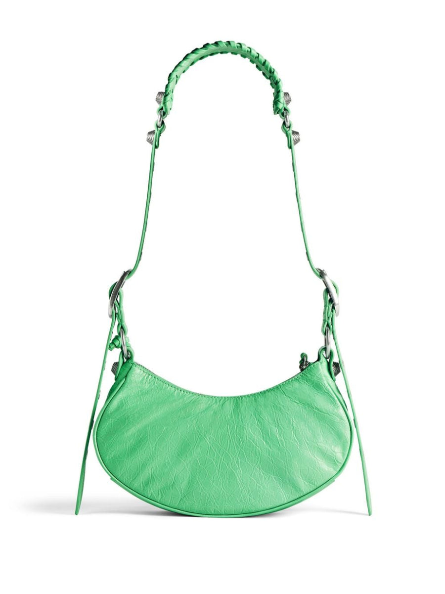 Balenciaga Le Cagole XS Shoulder Bag Green Lambskin Zip Closure for Women Luxury Compact