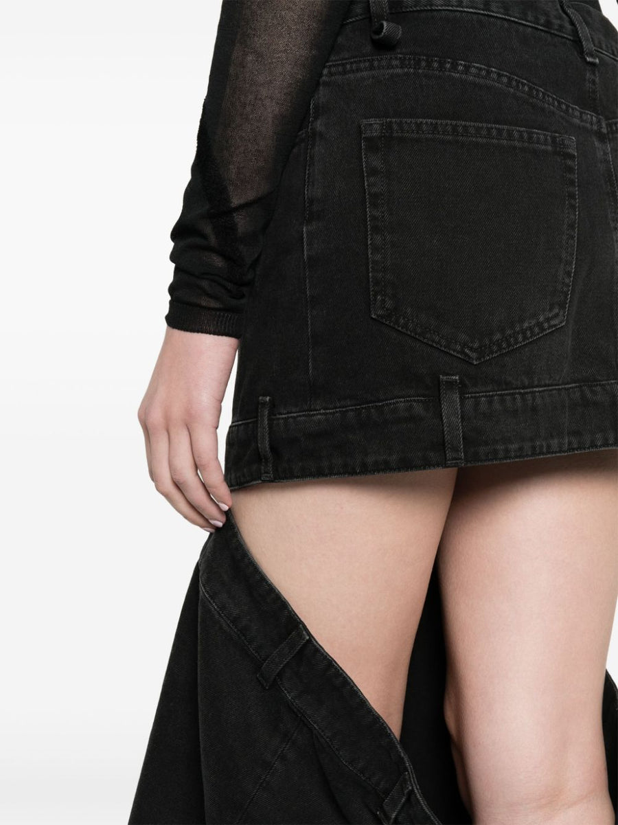 The Attico Denim Skirt Black Floor Length Luxury For Women With Embroidered Detailing Day To Night