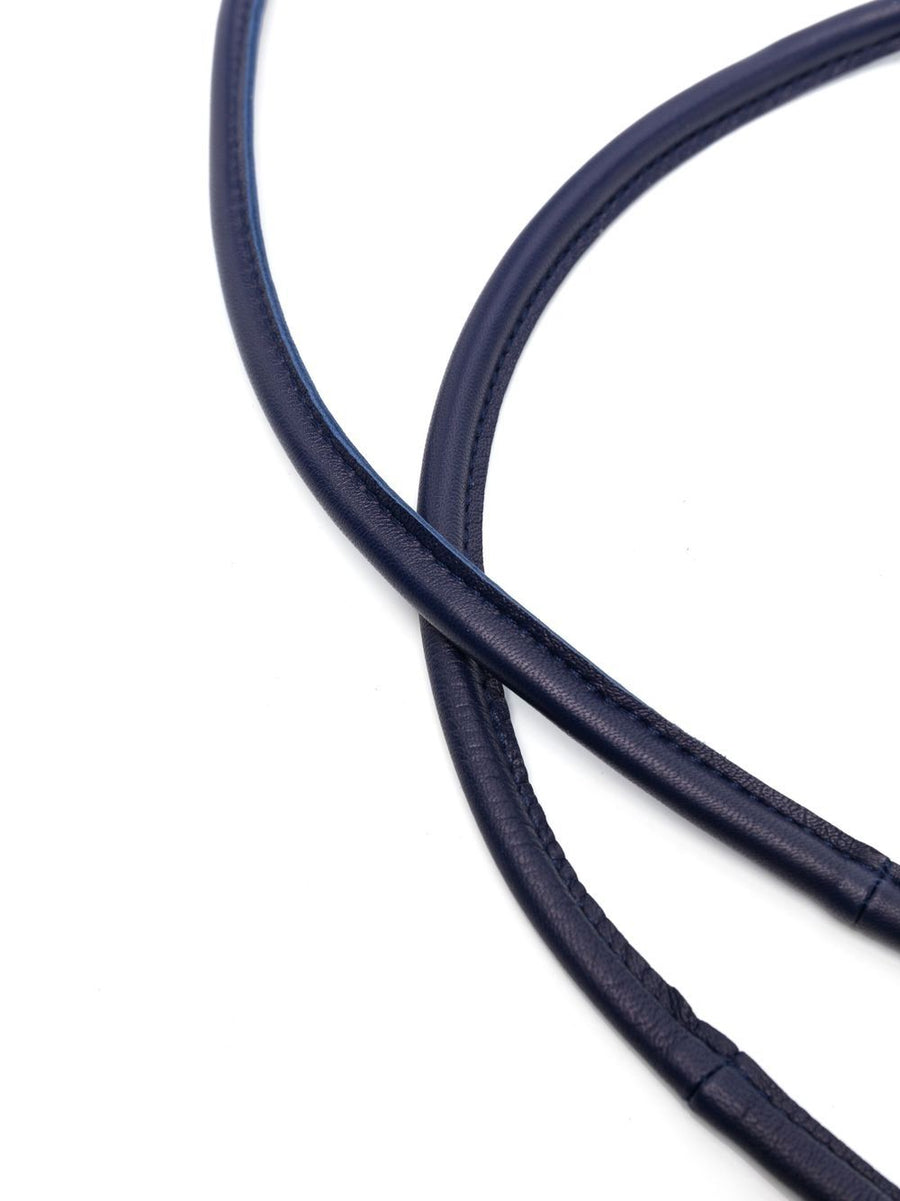 Furling By Giani Navy Calf Leather Belt With Front Tie Adjustable Cord Band For Women