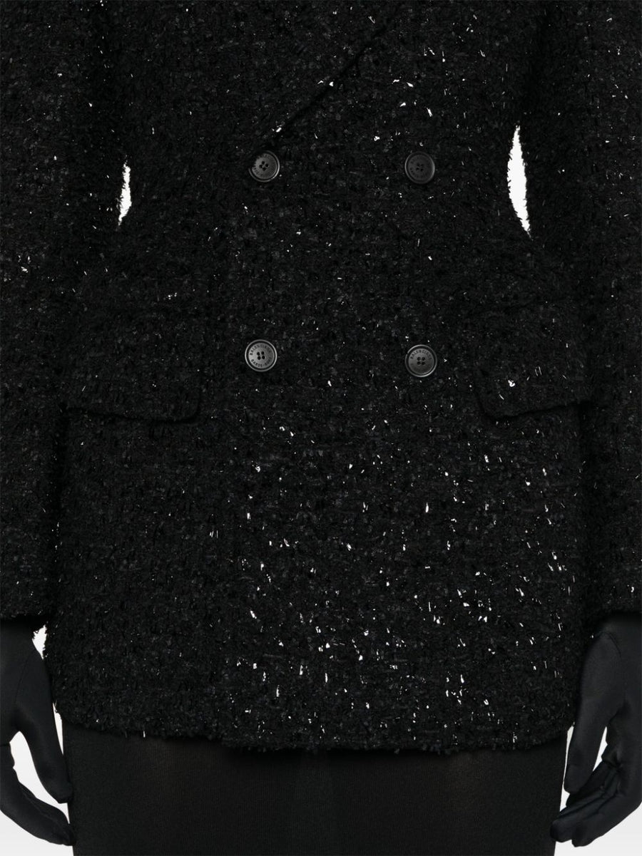 Balenciaga Hourglass Tweed Blazer Women Padded Shoulders