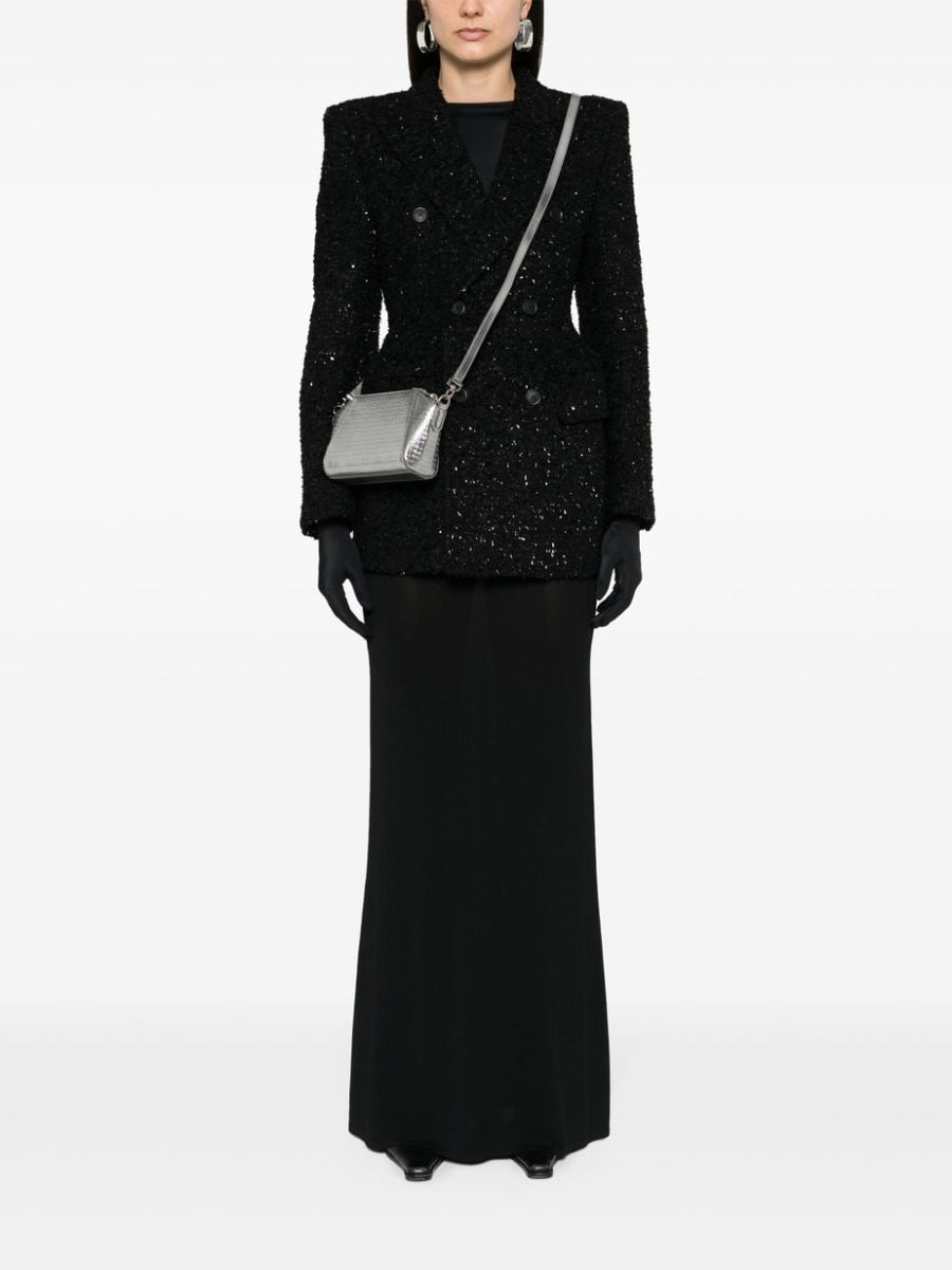 Balenciaga Hourglass Tweed Blazer Women Padded Shoulders