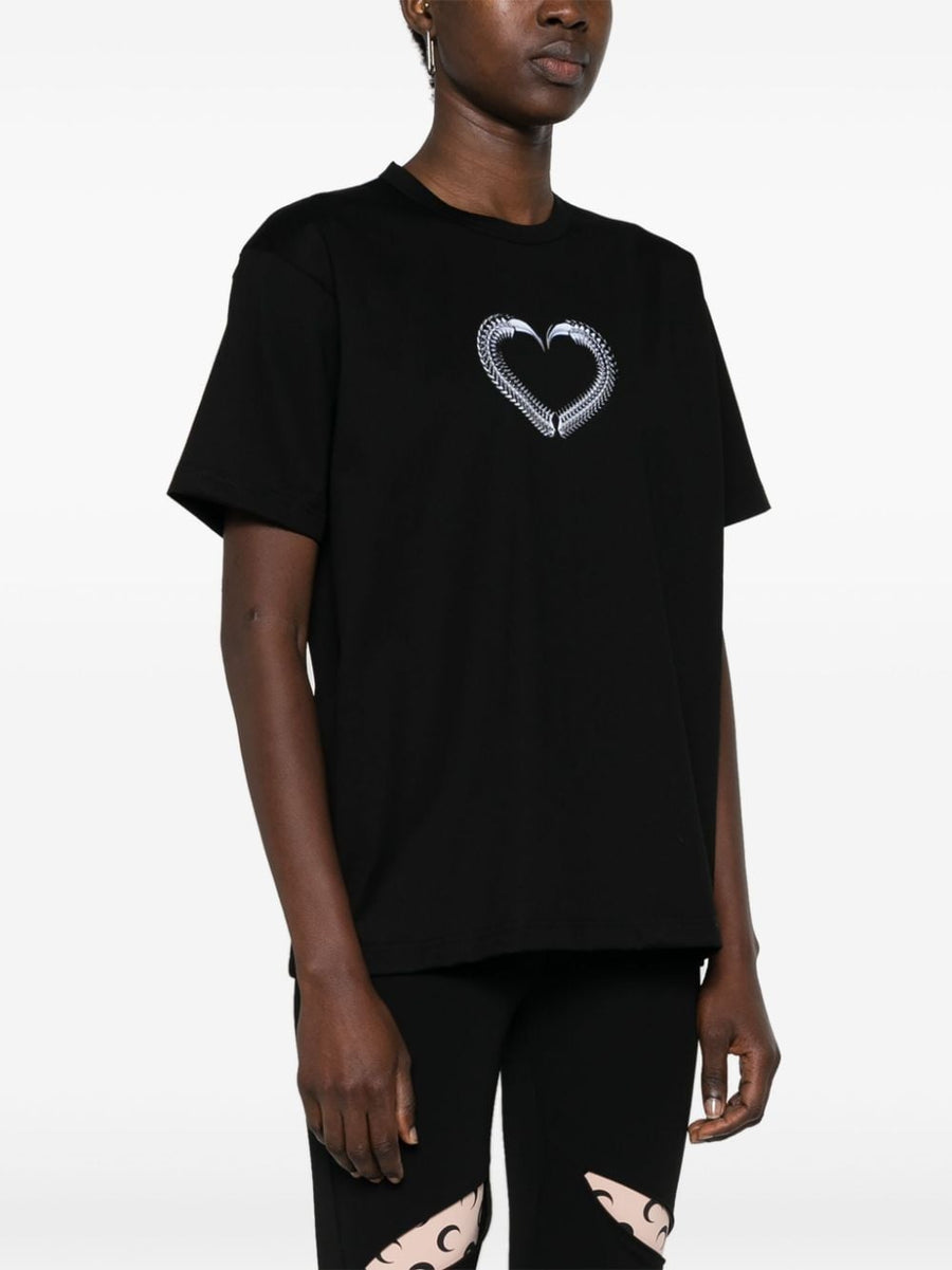 Junya Watanabe Printed Cotton Tee Graphic Heart Print For Women Luxury Streetwear Essential