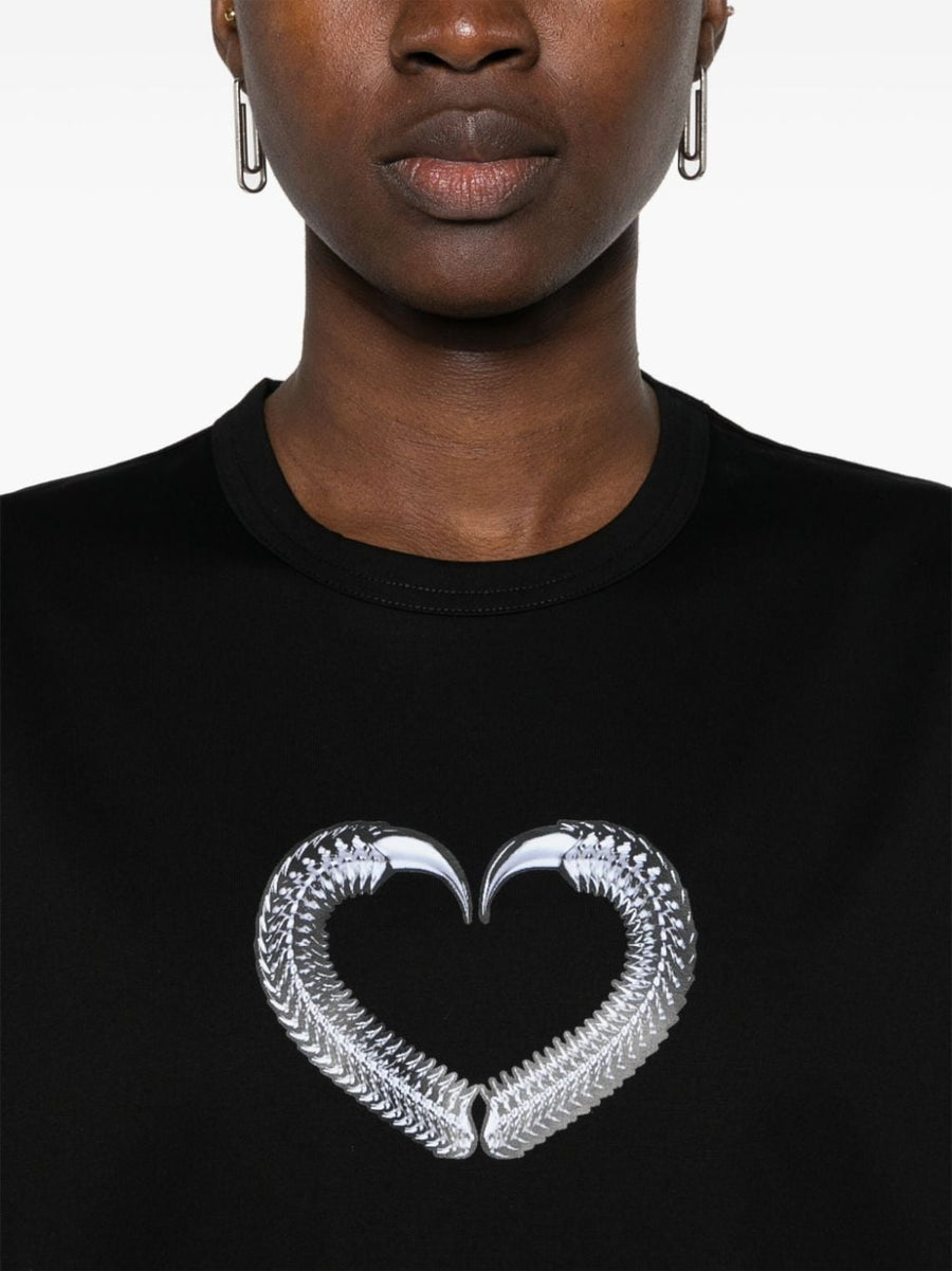 Junya Watanabe Printed Cotton Tee Graphic Heart Print For Women Luxury Streetwear Essential