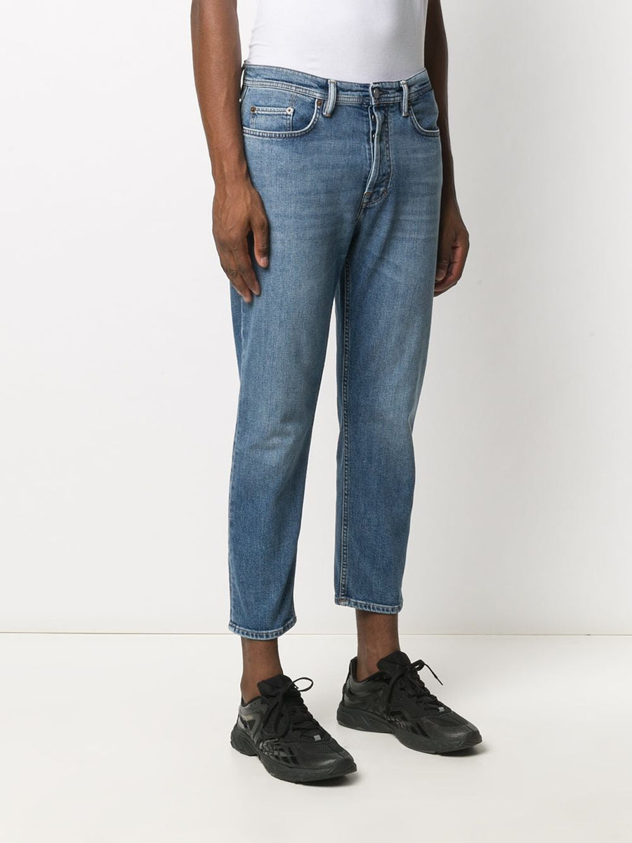 Acne Studios Organic Cotton Slim Jeans River Slim Fit for Men Premium Mid Blue Stretch Denim