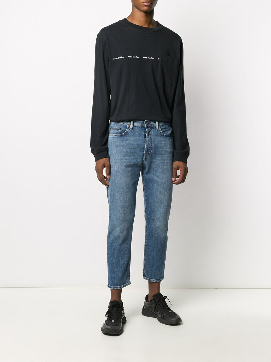 Acne Studios Organic Cotton Slim Jeans River Slim Fit for Men Premium Mid Blue Stretch Denim