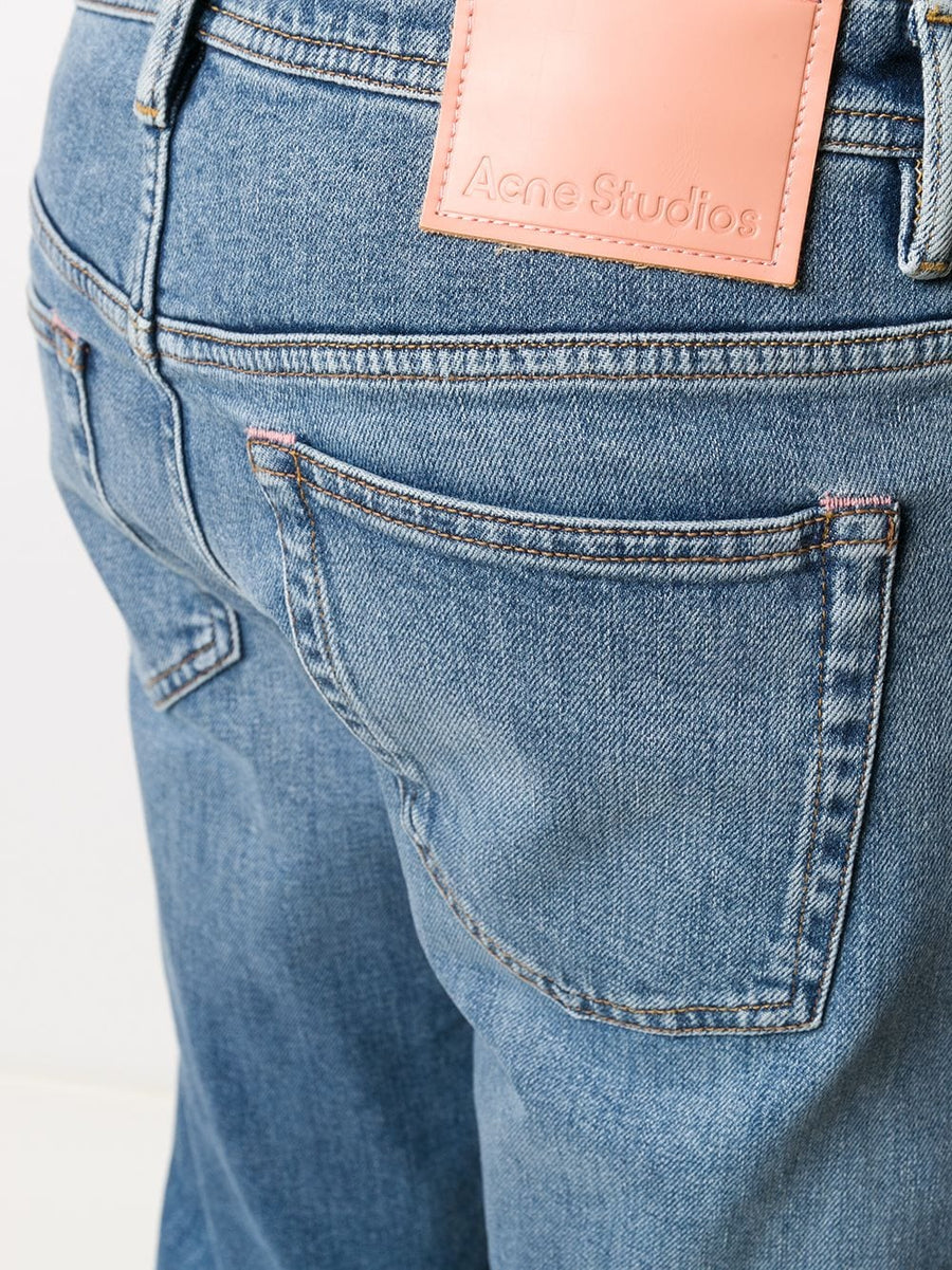 Acne Studios Organic Cotton Slim Jeans River Slim Fit for Men Premium Mid Blue Stretch Denim