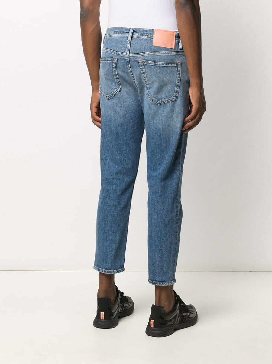Acne Studios Organic Cotton Slim Jeans River Slim Fit for Men Premium Mid Blue Stretch Denim