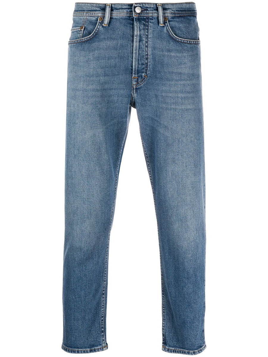Acne Studios Organic Cotton Slim Jeans River Slim Fit for Men Premium Mid Blue Stretch Denim