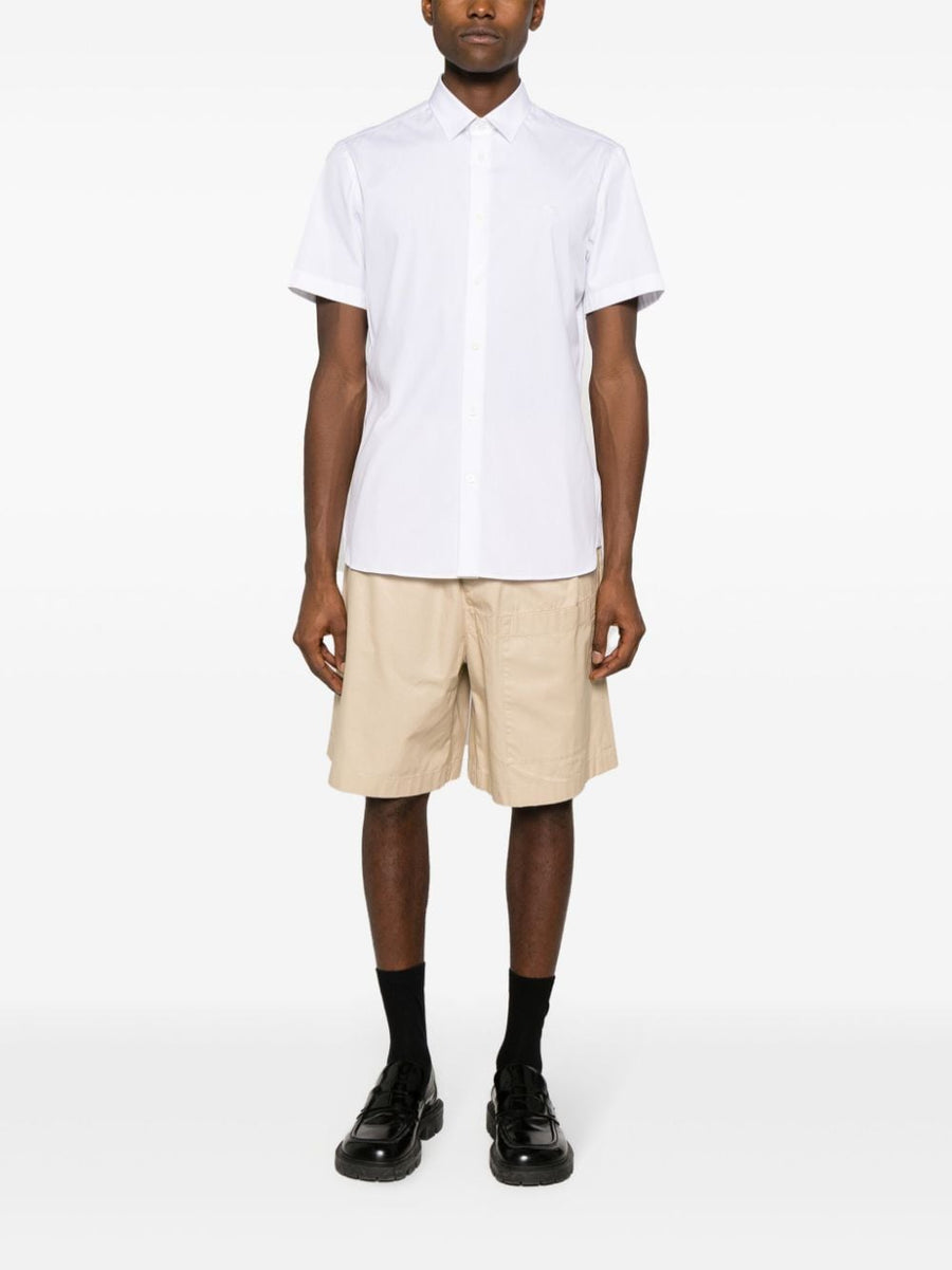 Burberry EKD Embroidery Shirt For Men Premium White Stretch Cotton Poplin Equestrian Knight Embroidery Versatile