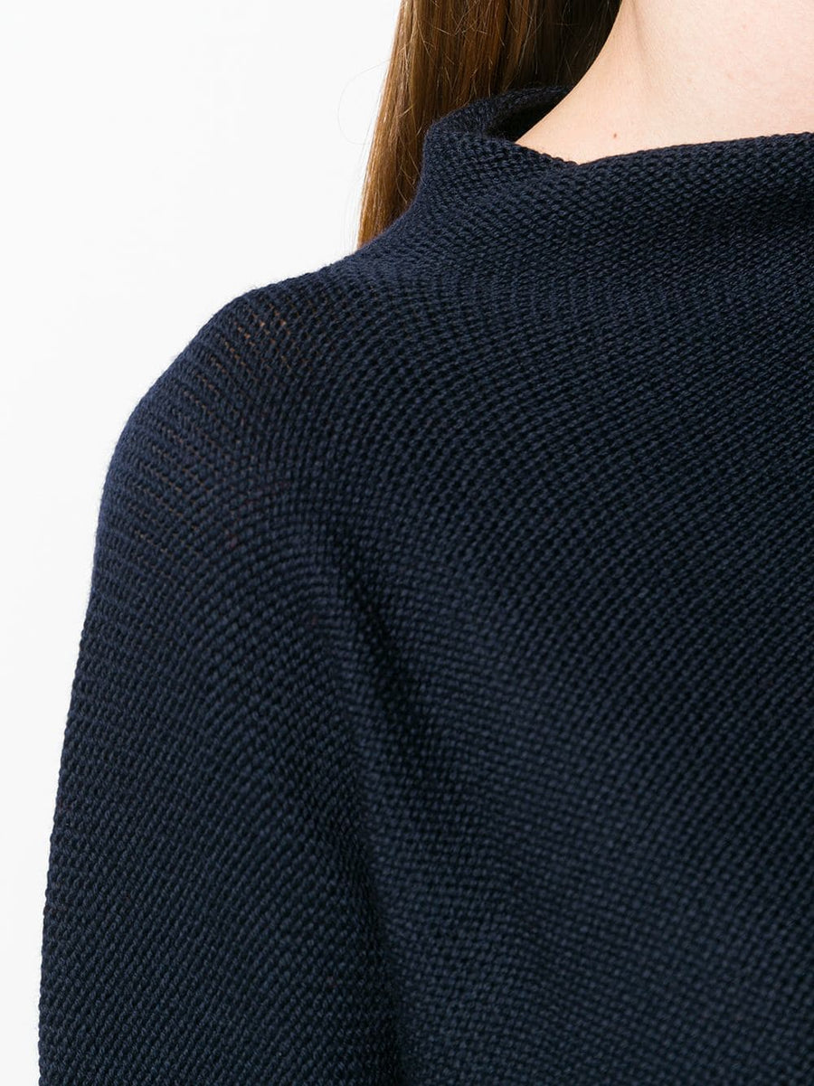 Daniela Gregis Navy Wool Turtle Neck Sweater For Women One Size Versatile Essential Knit