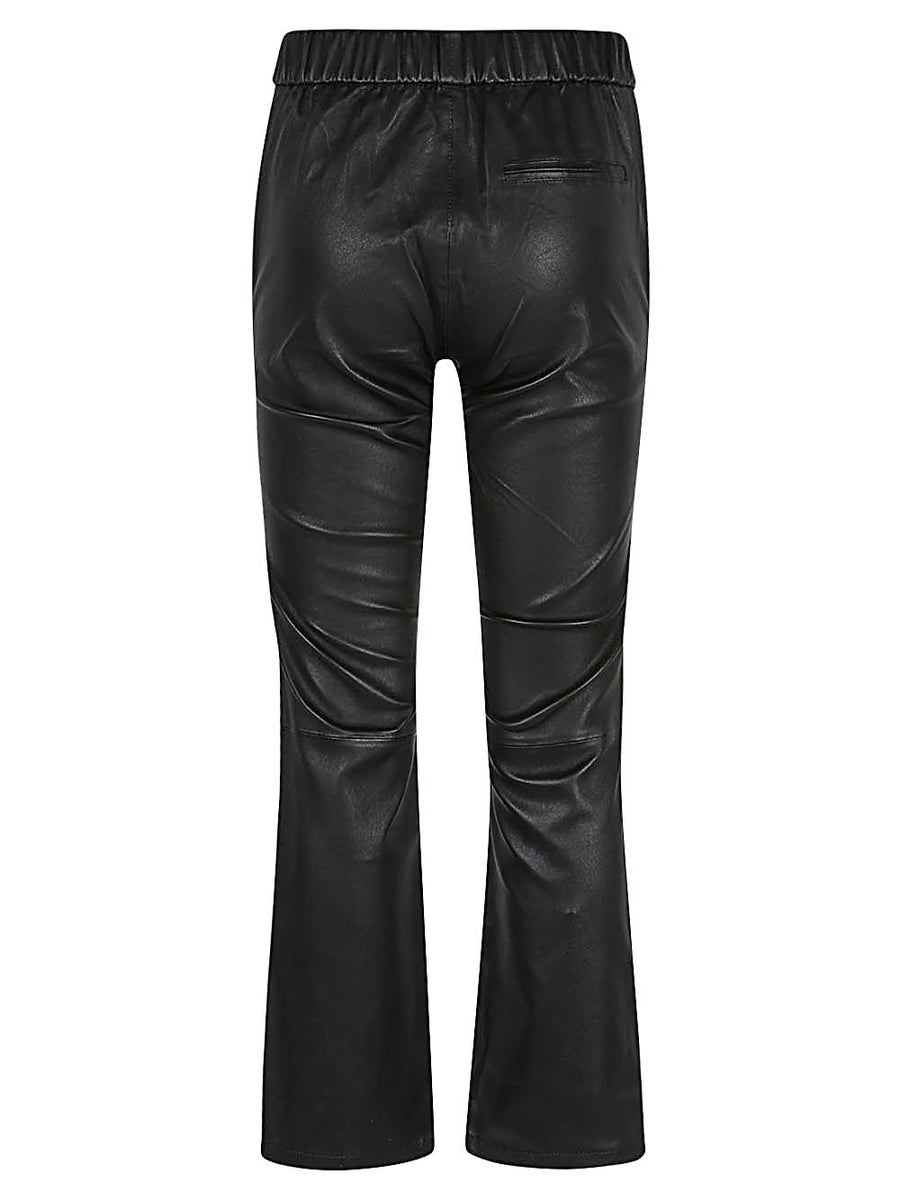 Leather Trousers For Women Enes Timeless Black Nappa With Elastic Waistband Refined Straight Cut