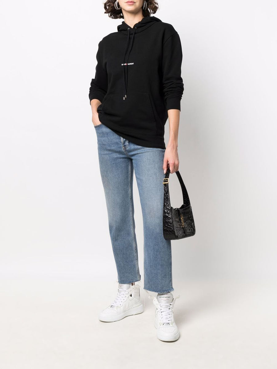 Saint Laurent Logo Print Hoodie for Women Premium Luxury Cotton Comfort Front Pocket