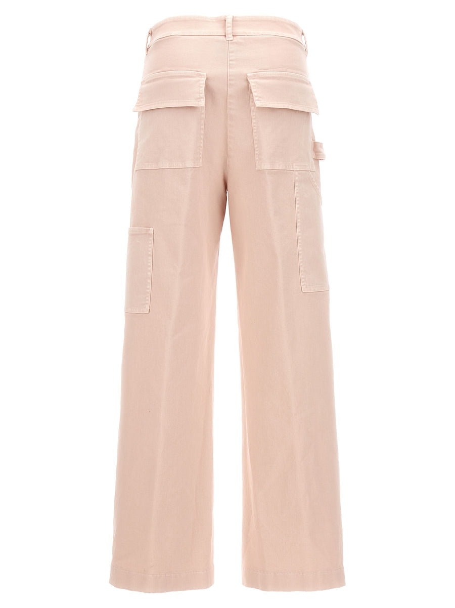 Nude Cargo Pants For Women 100 Percent Cotton Straight Leg With Pink Detail For Everyday Comfort And Style