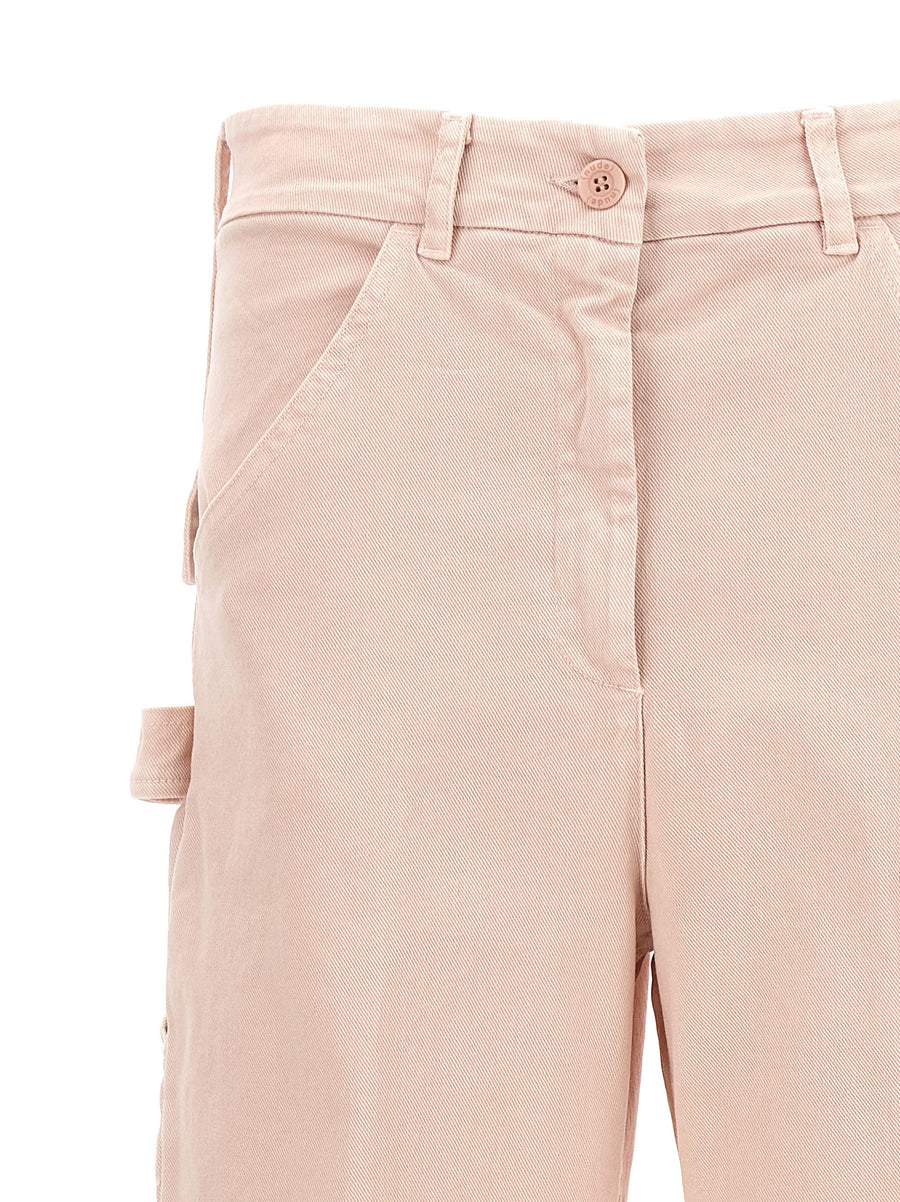 Nude Cargo Pants For Women 100 Percent Cotton Straight Leg With Pink Detail For Everyday Comfort And Style
